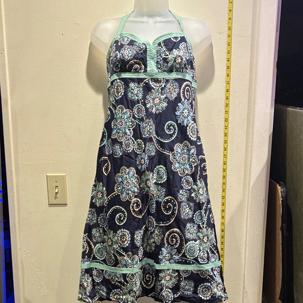 LOFT  Floral Halter Dress - Black and Green